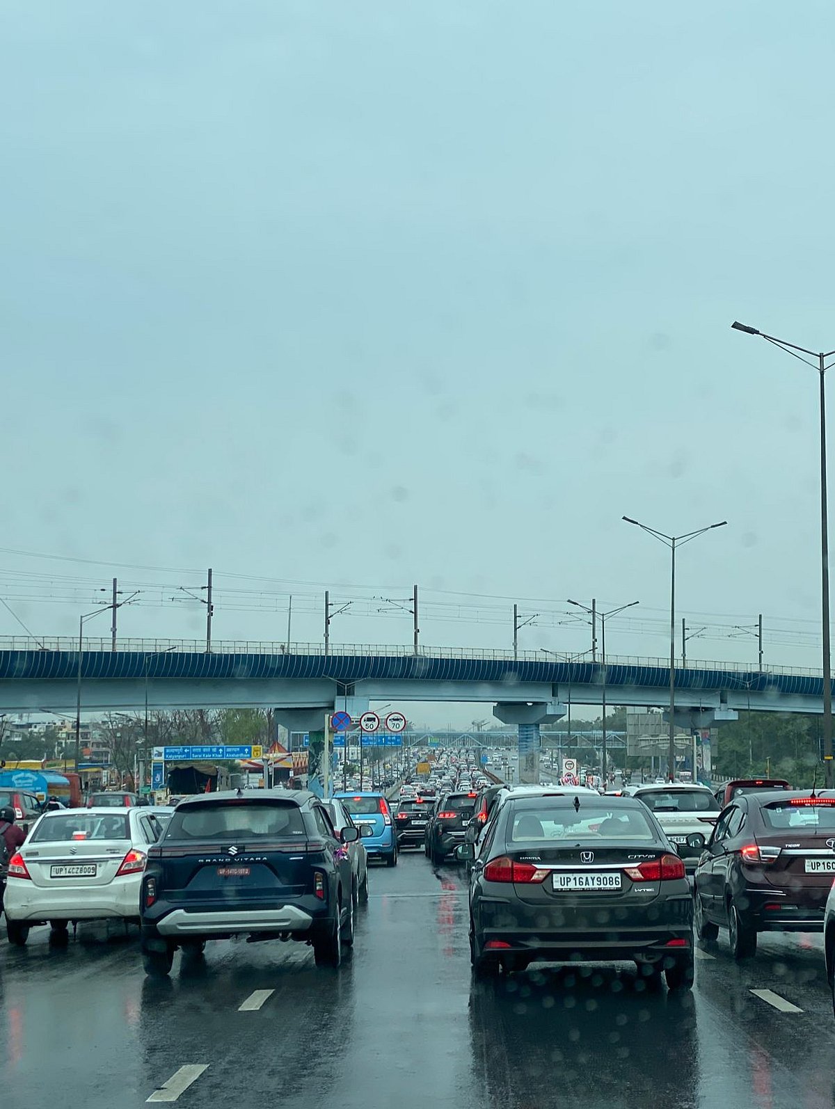 Traffic snarls in Delhi following rains on Wednesday |